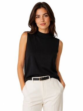 Josephine Chaus Black Sleeveless
Mock Neck Silk Blend Sweater
Tank Top L